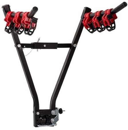 Alvorox Foldable Car Bike Rack for 3 Bikes - Tow Bar Bike Holder Bicycle Carrier Stand V-frame TowBall Hitch Mount for SUV Hatchback (Bike Rack)