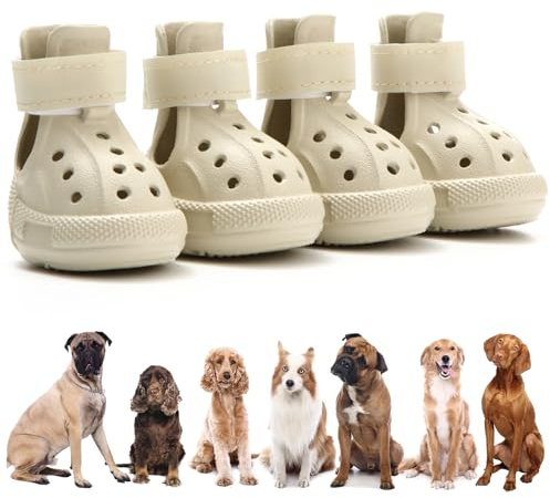 FDIDY Hundeschuhe für heißen Bürgersteig & Schnee – wasserdichte, rutschfeste Hundeschuhe mit reflektierenden Riemen, verstellbare Haustierschuhe für kleine, mittelgroße und große Hunde, Pfotenschutz