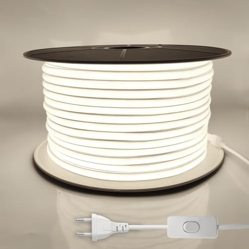 STHomedeco Striscia LED 220V FCOB Impermeabile Esterno(4000k, 30m) | Luce uniforme ad alta luminosità, flessibile e tagliabile ogni 10 cm per casa, giardino e decorazioni esterne.