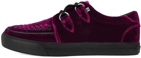 T.U.K. Vegan Creeper Sneaker - Chaussures pour Hommes et Femmes - Couleur Burgundy Velvet - Chaussures à Lacets en Cuir et Daim de Style Puck, Goth et Rocker - Taille 42