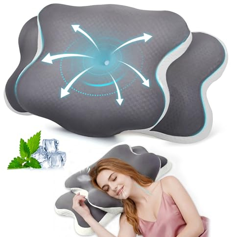 Sleep Apnea Pillow, Ergo Pillow for Sleep Apnea, Cervical Neck Pillow for Neck Pain Relief, Sleeping, and Snoring Relief, Orthopedic Therapy Memory Foam Contour Cooling Pillow for Side, Back
