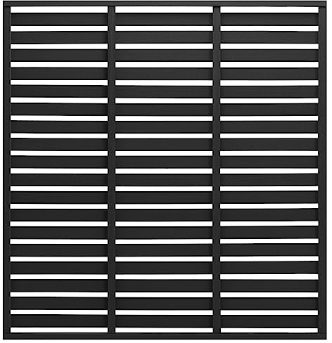 HETFTJN Valla de madera de WPC de 180 x 180 cm, color negro, con diseño de listones, valla de jardín de plástico de madera resistente para privacidad, balcón y limitación de parterres