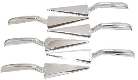 6 Pack | Disposable Plastic Pie/Cake Servers | Heavy Duty | Silver