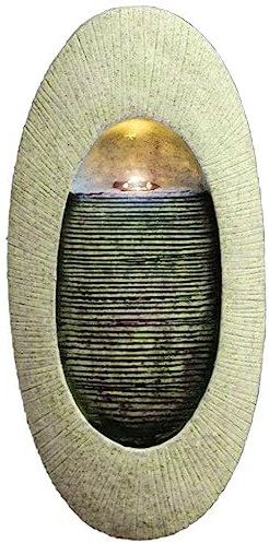 GEEZY Garden Water Feature – Wall Fountain with LED Lights – Mains Powered, Self-Contained, Indoor & Outdoor – Easy Setup, Relaxing & Cascading – Great for Garden, Home, Patio & Balcony Decor