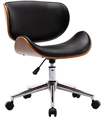 Mingone Bürostuhl Holz Computerstuhl, Schwarz | Schreibtischstuhl, Drehstuhl 360°, Höhenverstellbar, mit Rückenlehne, bis 130kg