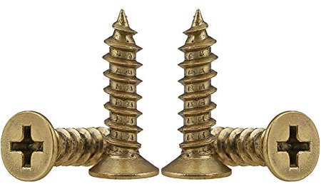 BOZONLI Viti Autofilettanti Testa di Svasata in Ottone, Viti Legno Testa di Piatta, Giallo, M5×16mm, 10 pcs