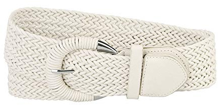 Allegra K Damen Gewebte Metallschnalle Taillengürtel Breite geflochtene Gürtel Creme 65-88cm/25.59-34.65