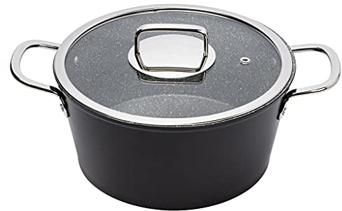 SERENK Olla Grande con Tapa - Cacerola Antiadherente - Menaje de Cocina en Granito - 22 cm Ø (2,5 L)