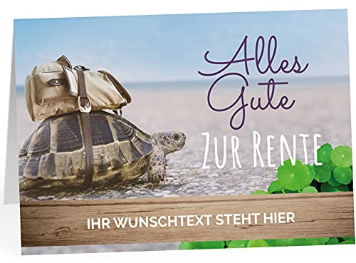 XXL Abschiedskarte PERSONALISIERT (A4) - Motiv Schildkröte - große Klappkarte für Kollegen mit Umschlag zur Rente Ruhestand Pension Kündigung