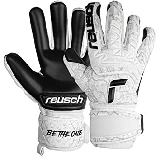 Reusch Attrakt Freegel Infinity griffige und atmungsaktive Torwarthandschuhe Herren und Frauen Fußballhandschuhe für Erwachsene perfekt geeignet für Kunstrasen, weiß-schwarz, 9,5