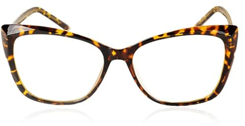 iB-iP Damen Leopard Schwarz Cateye Optikbrille Klare Gläser