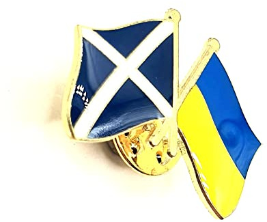 Anstecknadel mit Ukraine, Schottland, schottischer Saltire, Vereinigtes Königreich, Freundschaft, Metall, Landesflaggen, Metall