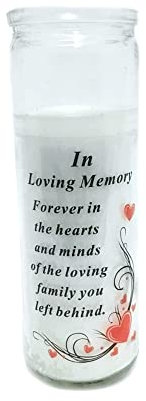 David Fischhoff - in Loving Memory Glass Jar Memorial Wax Candle with Verse Graveside Grave Ornament