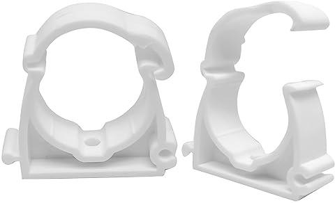 20Pcs White PPR Water Pipe Clamp Clips,with Fixing Clip Water Pipes & Tubing Hoses Support Clips,fit for 1 ID PVC Pipe (32MM)