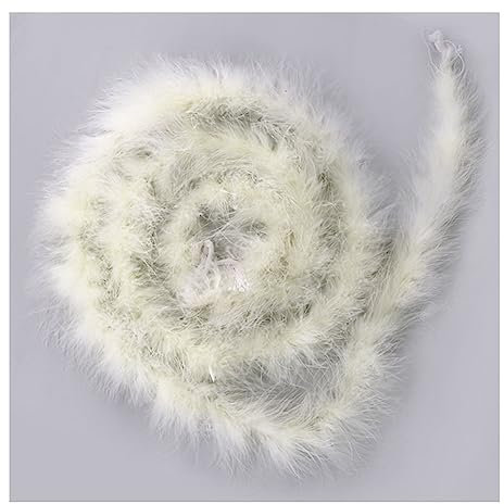 Yurosiay 2m×8cm Federboa 16g Bunt Natürliche Truthahnfedern Streifen Flauschige Girlande Handgefertigt Girlande Federn Deko Federboa zum Basteln Federstreifen für DIY Handwerk Nähen Beige