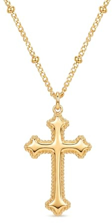 Jenosy Kette Damen Gold Kreuz Kette Gold Damen Personalisierte Kette mit Kreuz Zarte Halskette mit Kreuz Anhänger Damen Hypoallergene 18K Vergoldete Kette Modeschmuck für Frauen und Mädchen