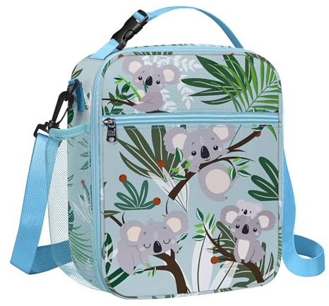 Clastyle Forest Animal Insulated Kids Lunch Bag Leaf Large Thermal Cooler Bag for Boy Girl Picnic School Toddler Lunch Box Tote,Koala