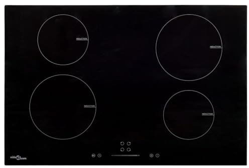 BaraSh Heat Indicator Black Glass Panel CookT O P with Touch Controls,Induction Hob with 4 Burners Touch Control Glass 77 cm 7000 W