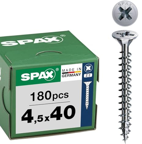 SPAX Universalschraube 4,5 x 40 mm, 180 St., Senkkopf Z2, Vollgewinde, WIROX