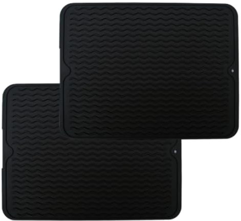 2 Pack Silicone Trivets for Hot Pans and Pots, 40x30cm Large Multipurpose Silicone Trivets for Kitchen Worktops, Flexible Heat Resistant Mat Kitchen Worktop Protector for Hot Dishes Pots No Slip