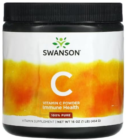 Swanson - 100% Pures Vitamin C Pulver | Unterstützt das Immunsystem | Antioxidativer Schutz - 454 g