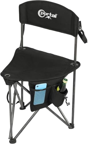 Portal Sgabello da campeggio pieghevole con schienale, portatile, piccola sedia per adulti, sgabello pop up, sedile da viaggio, alto e leggero, per escursionismo, escursionismo, festival, pesca,