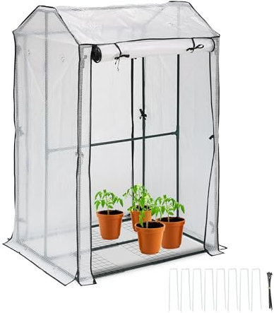 Relaxdays Serra da Balcone e Giardino, con 4 Ripiani, 150 x 100 x 80 cm, in PVC, Telaio in Acciaio, Trasparente Verde