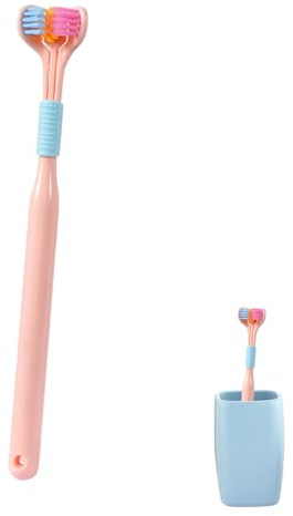Cepillo de dientes de 3 caras – Cepillo de dientes de 3 caras para autismo | Cepillo de dientes sensorial para autismos, cepillo de limpieza completa en forma de V con mango antideslizante, cepillo de