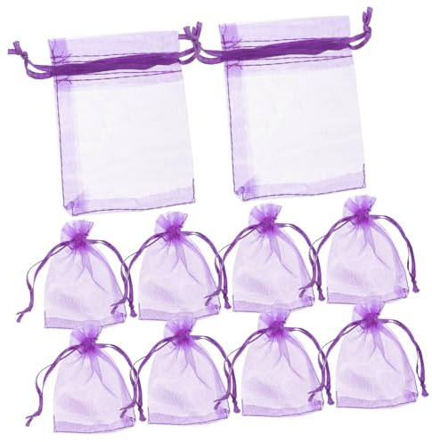 Beavorty Bolsas de Organza Moradas Pequeñas y Portátiles Buena Permeabilidad 100 con Cordón y Diseño Elegante para Regalos de Fiesta y Especias para Uso Doméstico