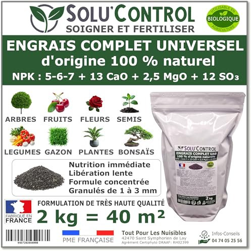 2 kg d'ENGRAIS COMPLET universel et équilibré - SoluControl - UAB - Utilisable en Agriculture BIOLOGIQUE