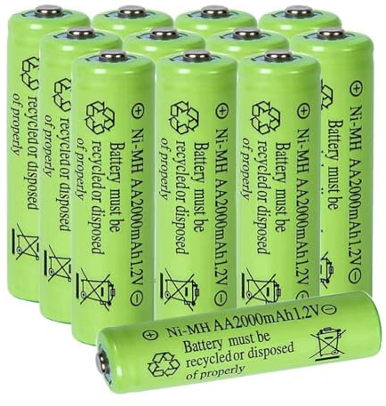 12 Pcs AA Rechargeable Battery, 1.2V 2000mAh Ni-MH AA Batteries Rechargeable, Double A NiMH Long Lasting Pre-Charged Battery for Solar Outdoor Garden Landscaping Lights Lantern Household Devices