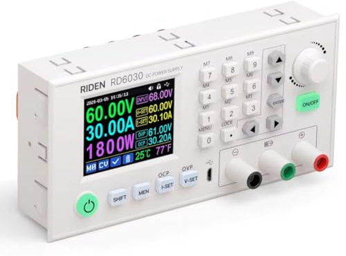 Pesfehhy RD6030W 60V 30A DC Banco de Voltaje Reductor Ajustable Fuente de Alimentación Regulada Convertidor Reductor Carga de Batería y Fuente de Alimentación de 1500W