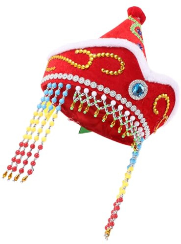 Gatuida Chapeau de Fête Garçon Fille Style Chinois Casquette de Cosplay Rouge pour Carnaval Accessoire de Performance pour Photos Déguisements