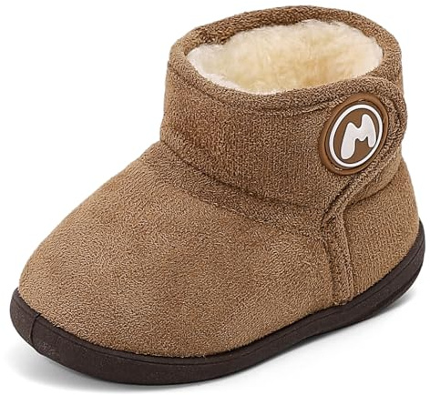 LACOFIA Vinterstövlar flicka varma snö stövlar barn vinterskor foder med halkfri gummisula 20–25 EU, Khaki, 24 EU