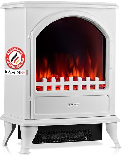 KAMINIO Cheminée électrique Leni - Poêle électrique avec Chauffage, Effet de Flamme 3D (Blanc)