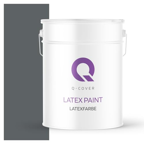 Q-COVER Latexfarbe 10L Anthrazit – Matte Innenfarbe für Wand & Decke, Klasse 3, Hohe Deckkraft, Scheuerfest