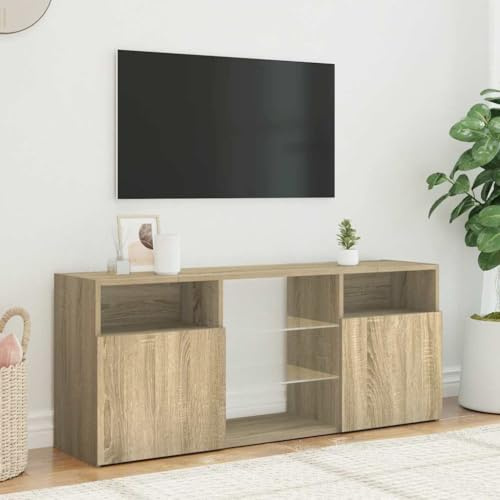 Iiaky Mobile Porta TV 120 cm Mobile Porta TV con Luci LED Mobile Porta TV soggiornoMobiletto TV per Salotto e Soggiorno in Legno-Rovere Sonoma