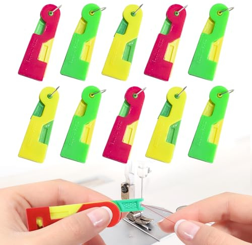 Nadeleinfädler,Einfädelhilfe für Nähnadeln Nähmaschinen Zubehör Kunststoff Nähnadeln Einfädler, Automatischer Einfädler Nadel Threading Tool für Handnähen und Nähmaschinen (10 Pcs, Zufällige Farbe)
