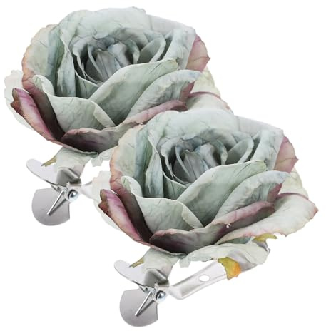TOYANDONA Clip Fermatenda a Forma di Fiore Rosa in Acciaio Inox e Stoffa, Pratiche e Facili da Usare, per Tende da Camera da Letto e Ufficio, Confezione 2 Pezzi