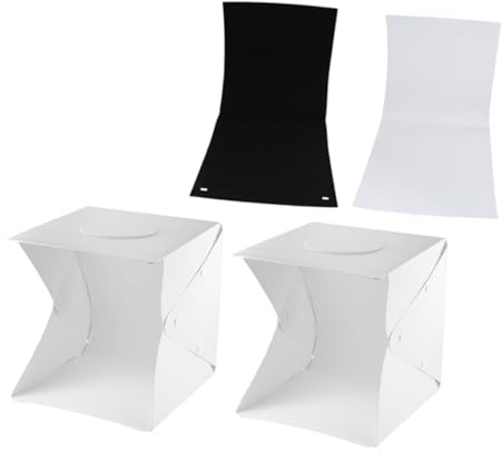 MUELODSIC Light Box Fotografia 30Cm Kit Scatola Luminosa Portatile con 70 LED Incorporati e 2 Sfondi Nero Bianco per Foto Prodotti Gioielli Cosmetici e Articoli Elettronici