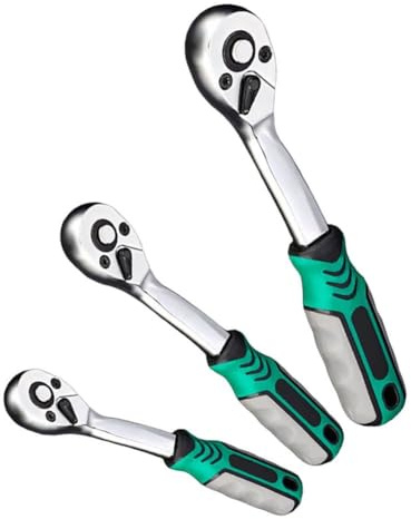 Tidevib per chiave a cricchetto reversibile a 72 denti con 5 rotazioni da 1/4 3/8 1/2, design ergonomico con foro per appenderlo, verde