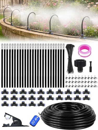Bewässerungssystem Garten bewässerung 20 m Tropfbewässerungssystem, Gartenbewässerungssystem Gewächshaus, 25 Biegsames Nebelrohr, für Garten, Gewächshaus, Terrasse, Balkon