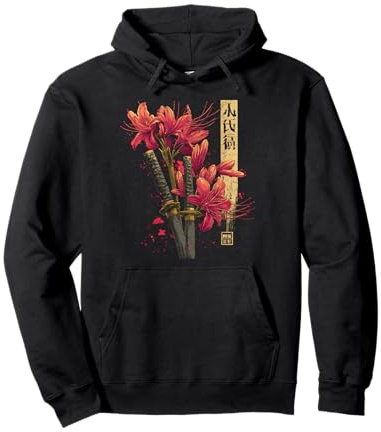 Katana Épée de lys araignée Rouge Anime Japonais Otaku Sweat à Capuche