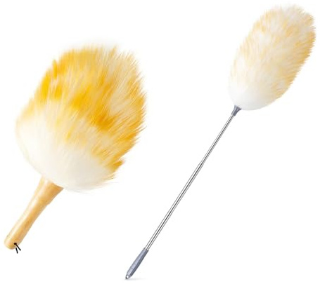 2 Stück waschbarer Mikrofaser Staubwedel, teleskopierbar bis 140cm | Mikrofaser, Decken & Möbel für empfindliche Oberflächen Spinnwebenentferner