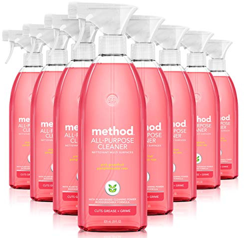 Method All-Purpose Cleaner Spray, Pink Grapefruit, Perfect for Most Counters, Tiles, Stone, and More, 28 oz Spray Bottles, (Pack of 8)
