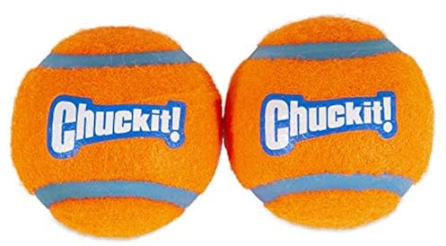 Chuckit! Tennis Ball, 7 cm, groß, 2 Stück | Hüpfball für große Rassen, 27,2–45,4 kg, langlebig, schwimmt im Wasser für Nonstop-Spiele des Apportierens