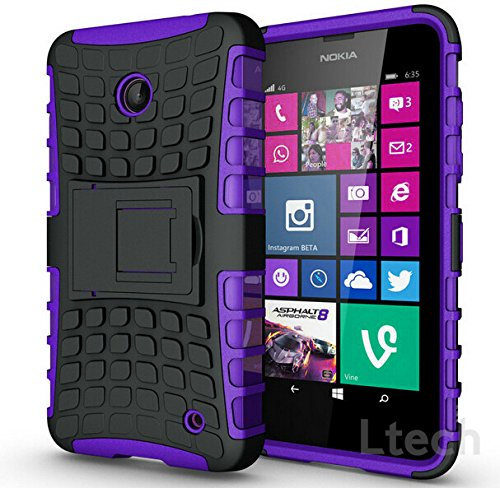 London Gadget Store Compatible with Alcatel One Touch Pixi 3 (4.5 inch) 4027 Shock Proof Dual Layer Hybrid Armour Hard Silicone Skin Case Cover Integrated KickStand with Screen Protector - Purple
