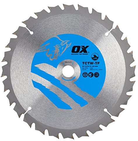 OX Tools Wood Cutting Thin Kerf Circular Saw Blade 190/16mm, 28 Teeth ATB