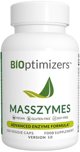 BiOptimizers MassZymes | Digestive Enzyme Supplement for Better Absorption | Bloating Relief, Constipation, and Gas for Men & Women | Contains Lipase, Amylase & Bromelain | 120 Capsules