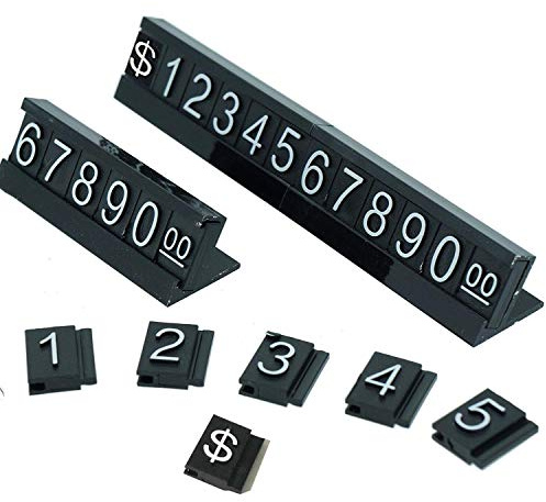 SunnyZoo Price Tag Adjustable Counter Stand Label Metal Sale Price Display Stand 16 Sets (Black)
